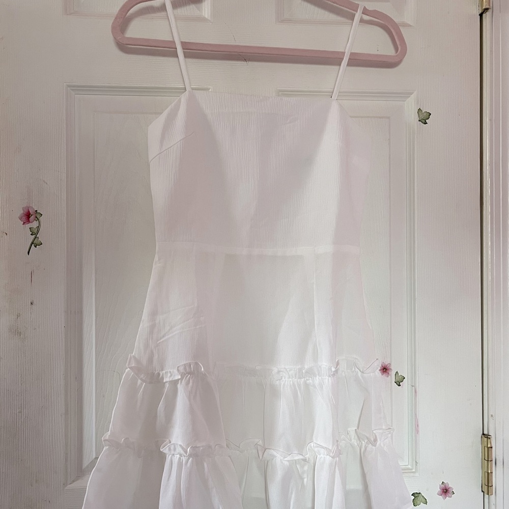 Oh Polly White Dress with Ruffles